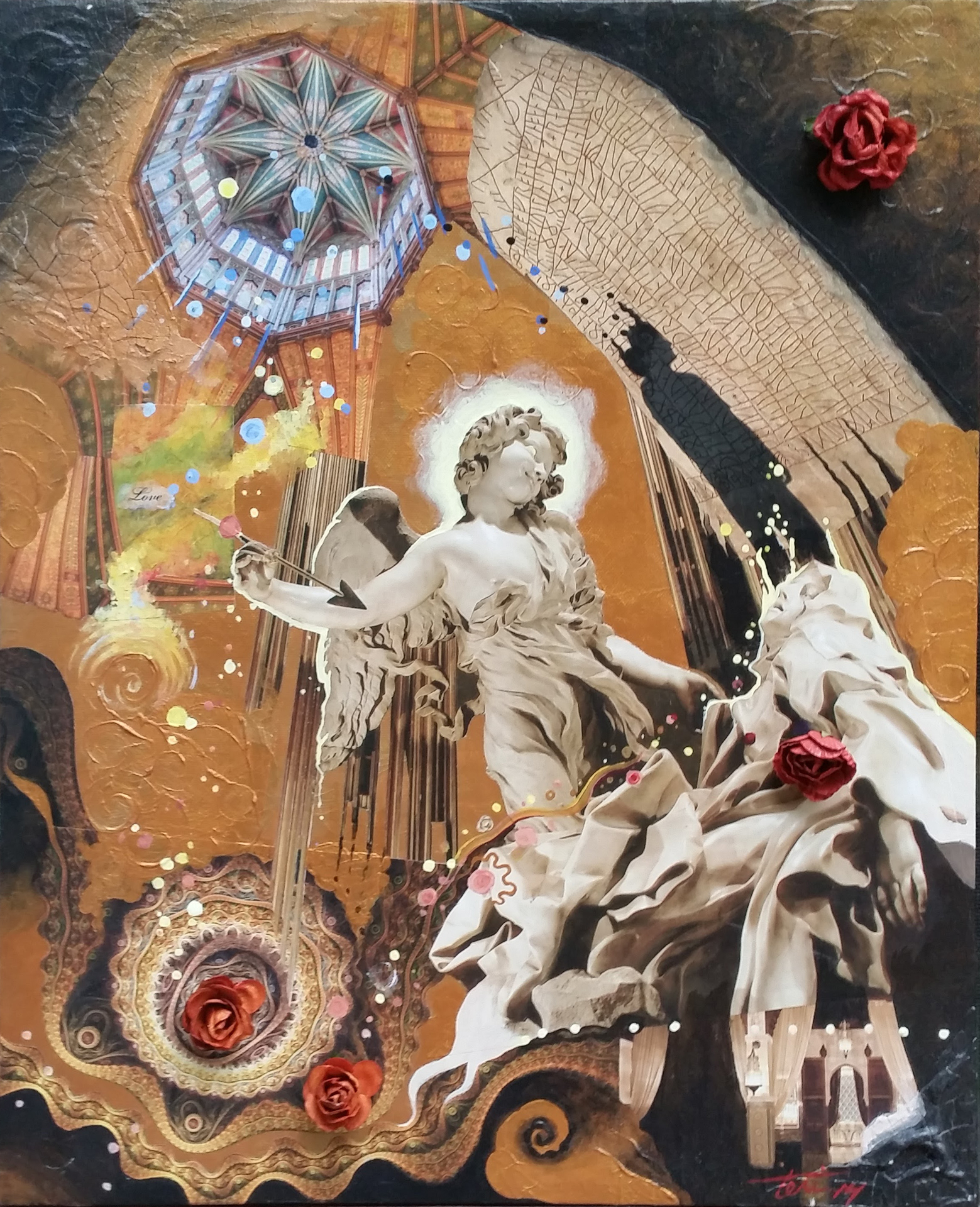 Gothic religious figure in dramatic ecstatic pose